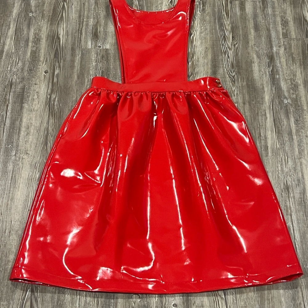 Commes Des Garcons Girl Red Patent Faux-Leather Dress